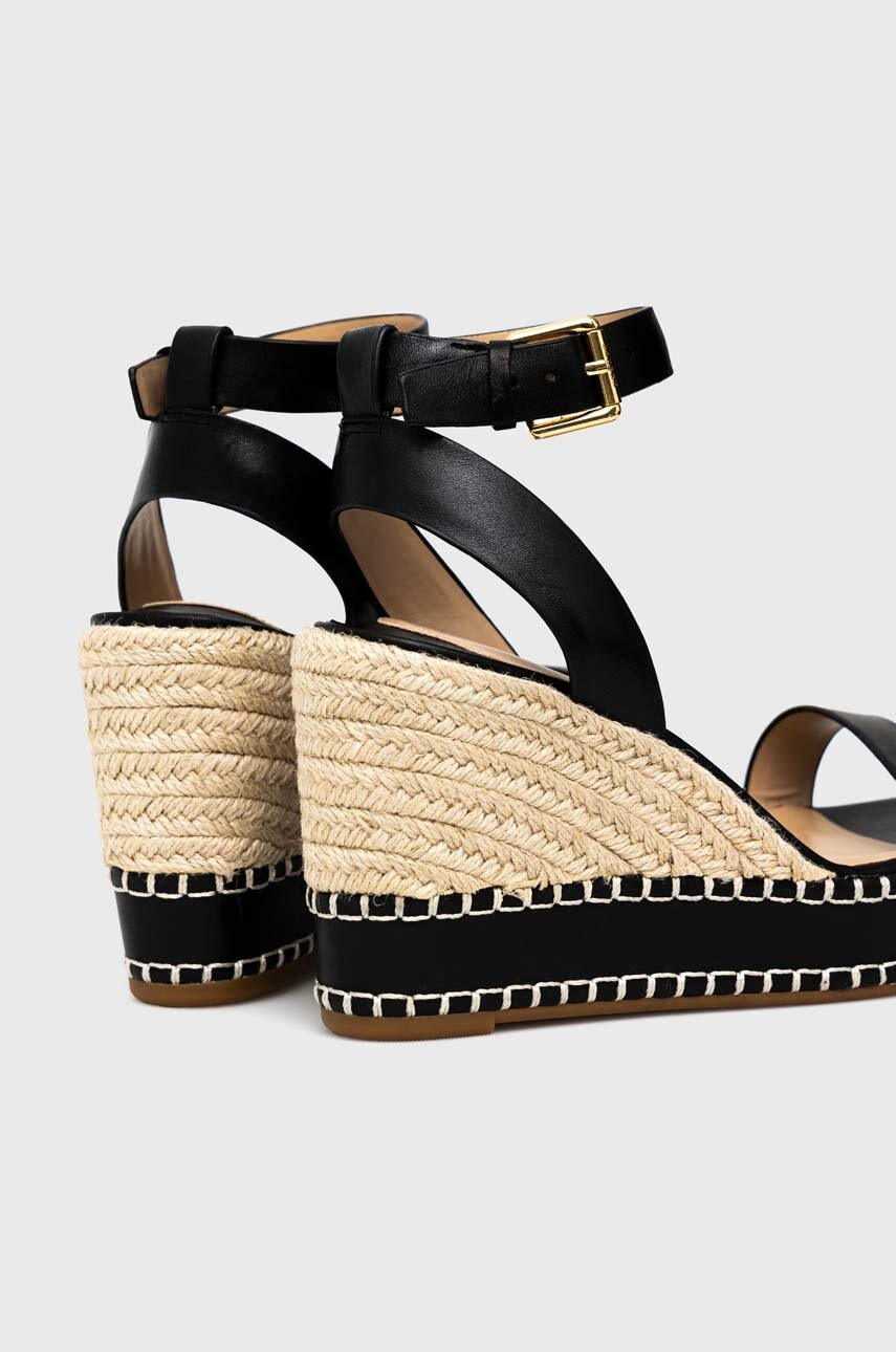 Lauren Ralph Lauren Кожени сандали 802884124001 в черно със скосена платформа - Pepit.bg