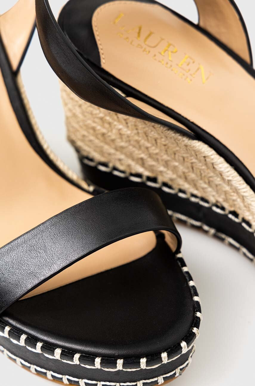 Lauren Ralph Lauren Кожени сандали 802884124001 в черно със скосена платформа - Pepit.bg