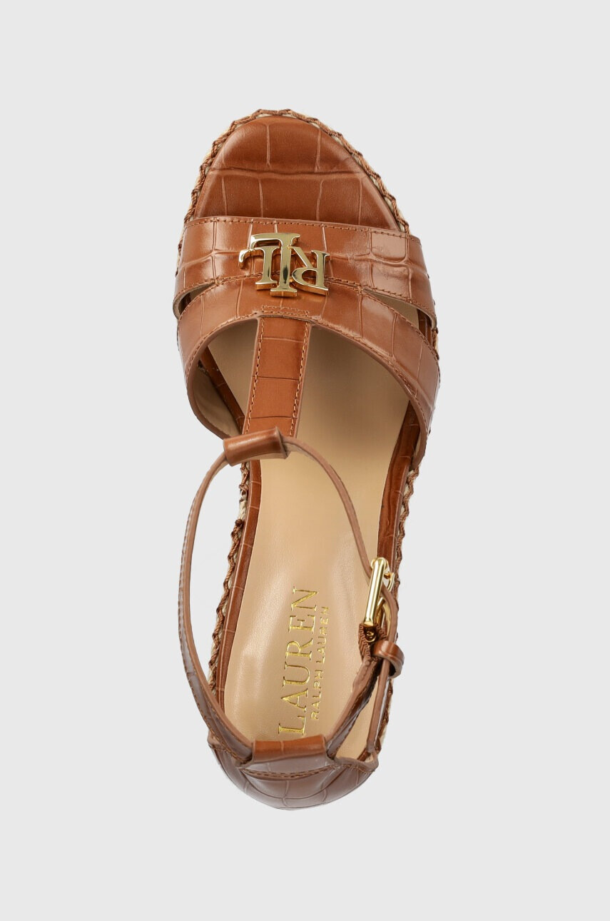 Lauren Ralph Lauren Кожени сандали Hale II в кафяво със скосена платформа - Pepit.bg