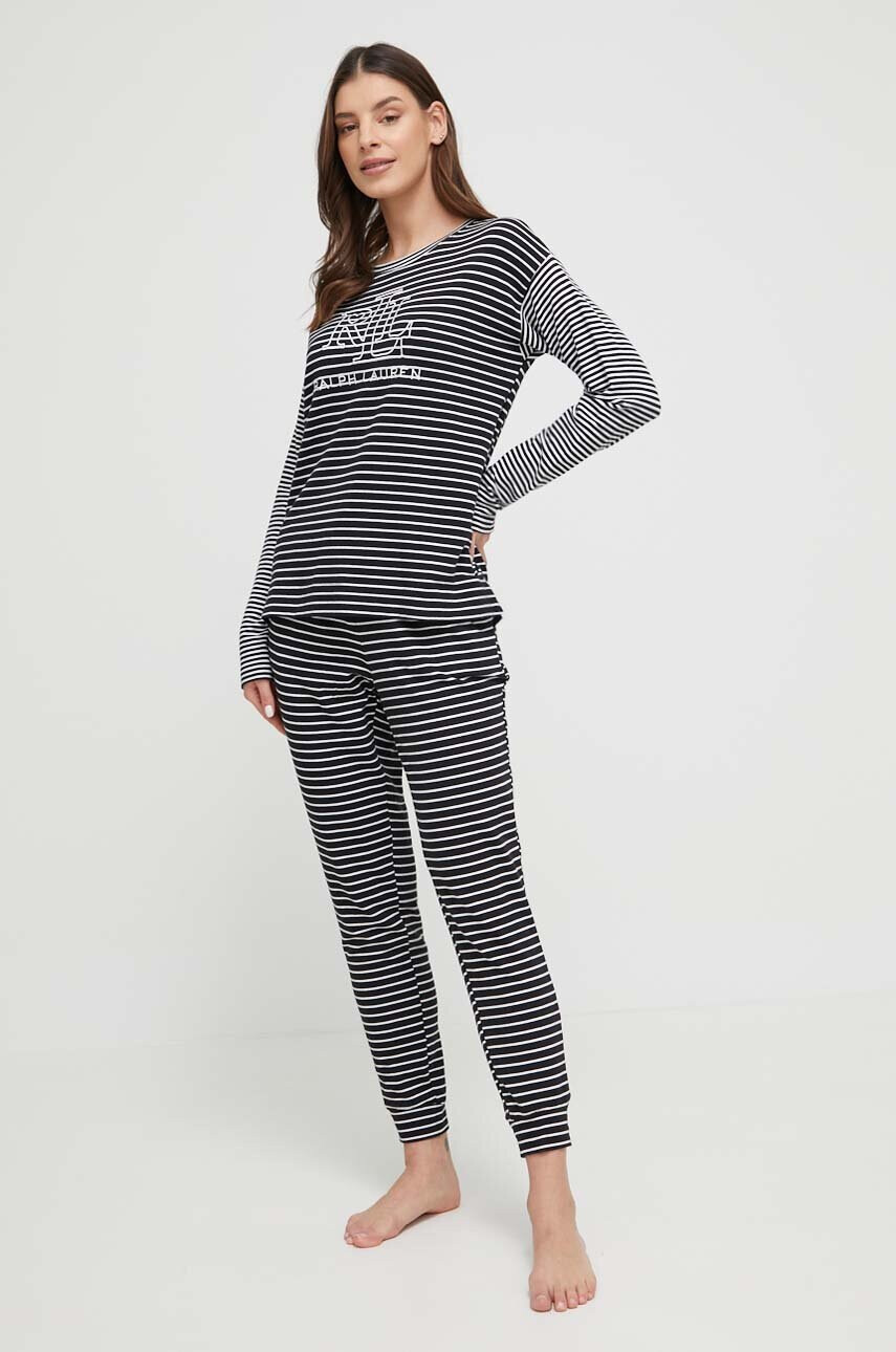 Lauren Ralph Lauren Пижама дамска в черно - Pepit.bg