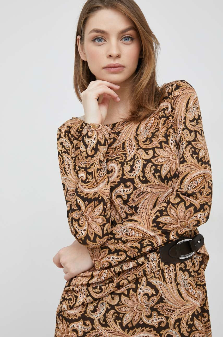 Lauren Ralph Lauren Рокля в кафяво къс модел със стандартна кройка - Pepit.bg