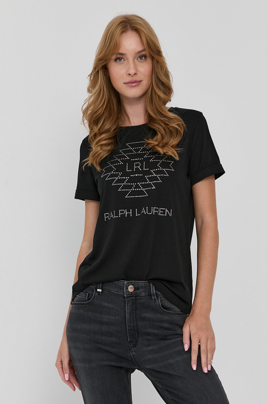 Lauren Ralph Lauren Тениска дамска в черно - Pepit.bg