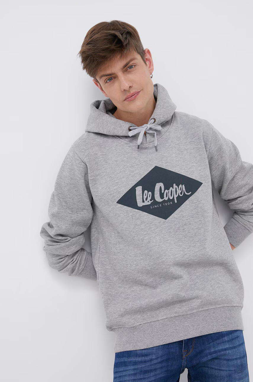 Lee Cooper Суичър мъжки в сиво с принт - Pepit.bg