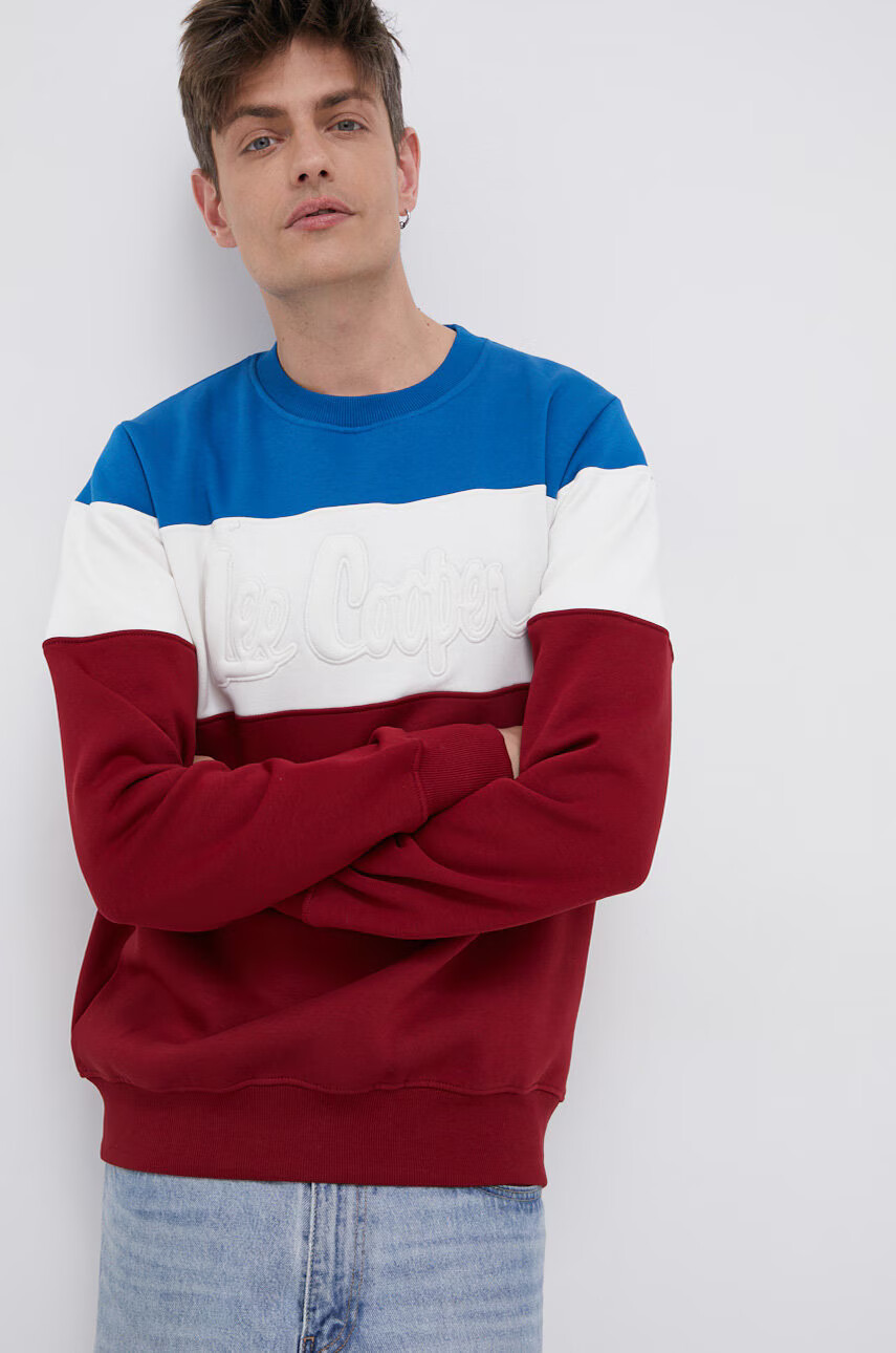 Lee Cooper Суичър мъжки в червено с апликация - Pepit.bg