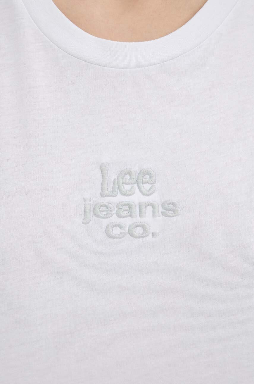 Lee Памучна тениска в бяло - Pepit.bg