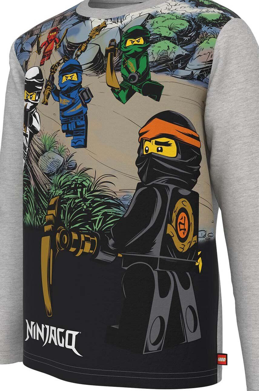 Lego Детска блуза с дълги ръкави Ninjago в сиво с десен - Pepit.bg