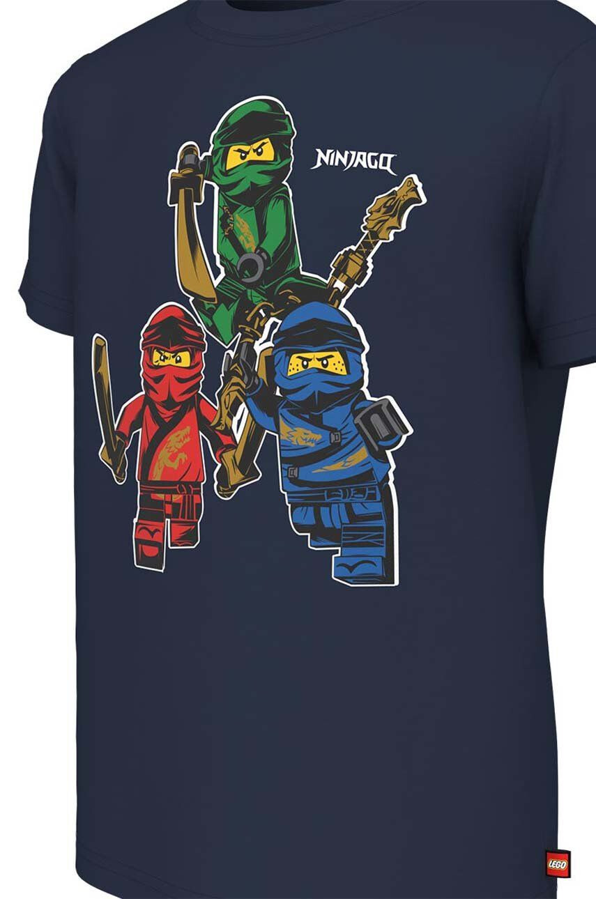 Lego Детска памучна тениска x Ninjago в тъмносиньо с принт - Pepit.bg