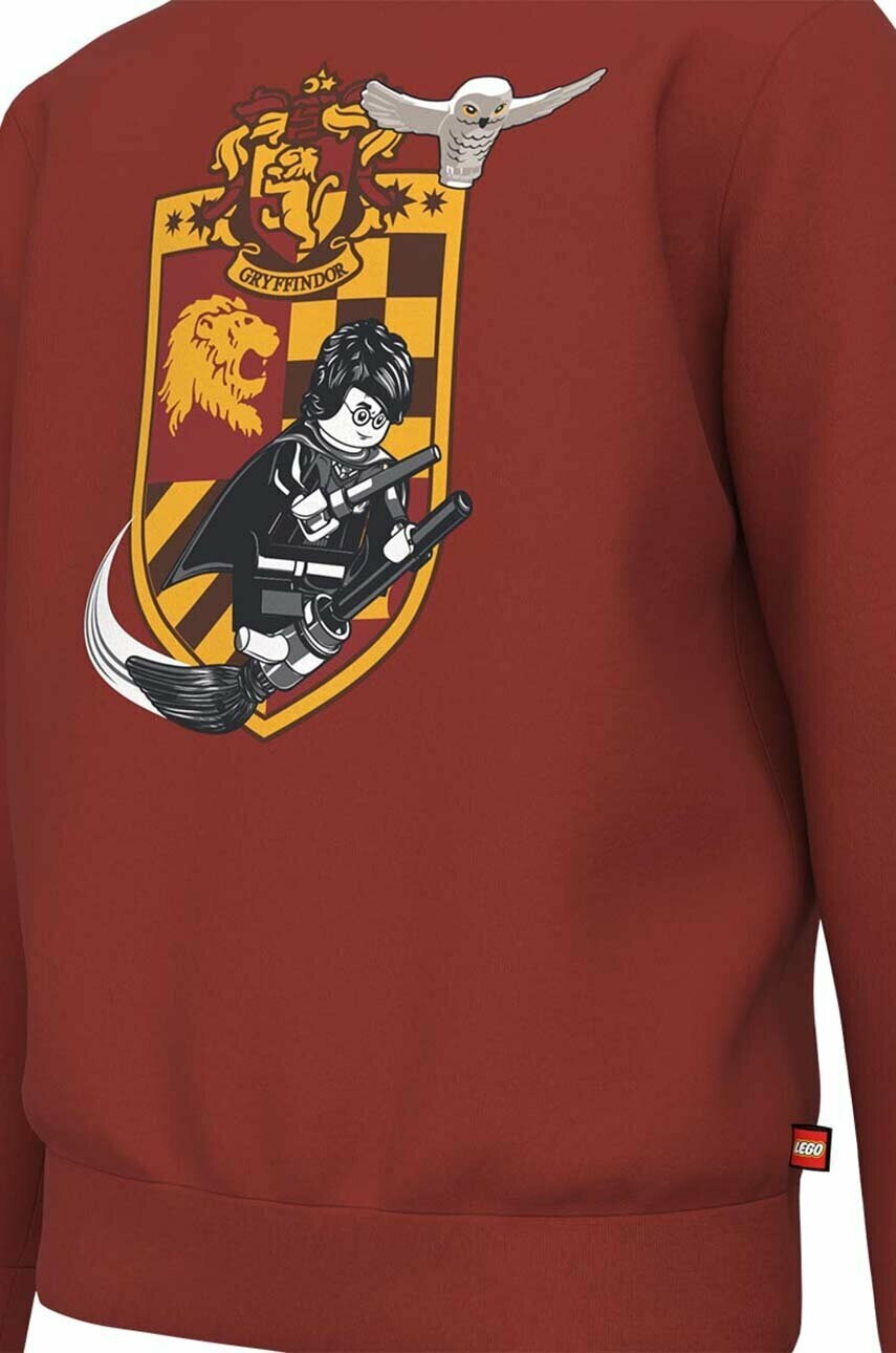Lego Детски памучен суичър Harry Potter в червено с принт - Pepit.bg