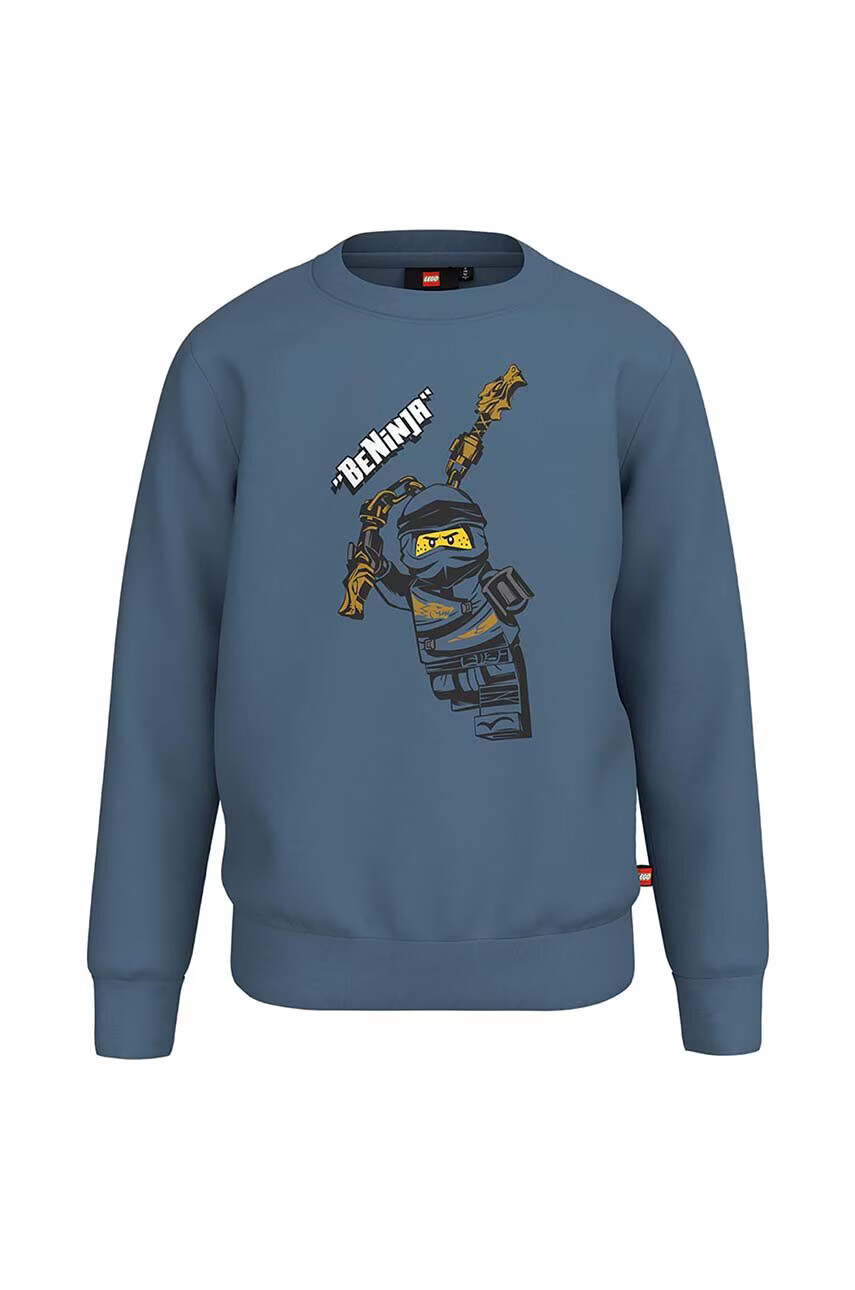 Lego Детски памучен суичър Ninjago в синьо с принт - Pepit.bg