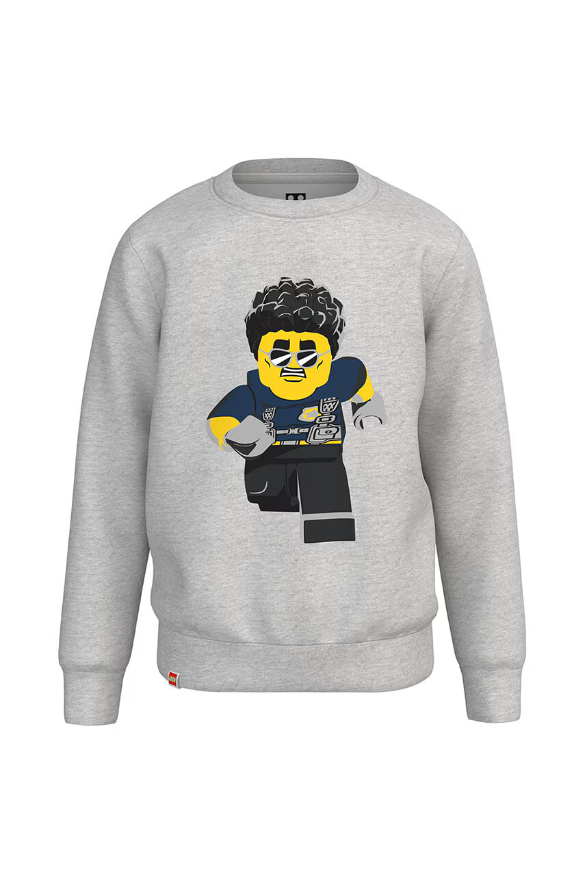 Lego Детски памучен суичър Wear в сиво с принт - Pepit.bg