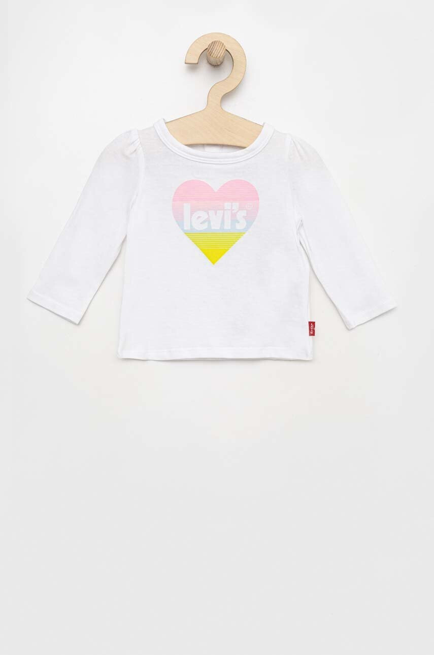 Levi's Бебешка памучна блуза с дълъг ръкав в бяло - Pepit.bg