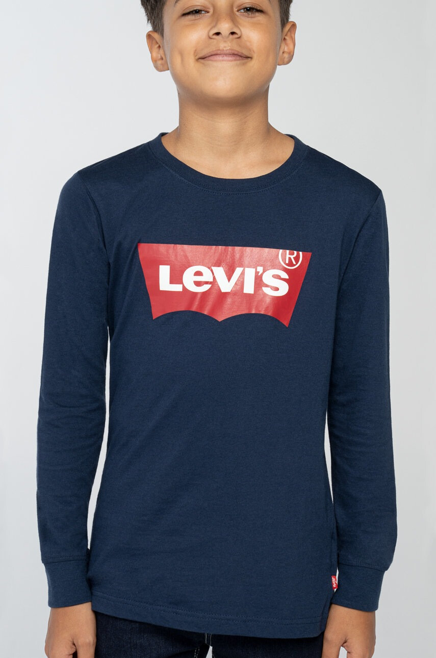 Levi's Детска блуза с дълги ръкави в тъмносиньо с принт - Pepit.bg