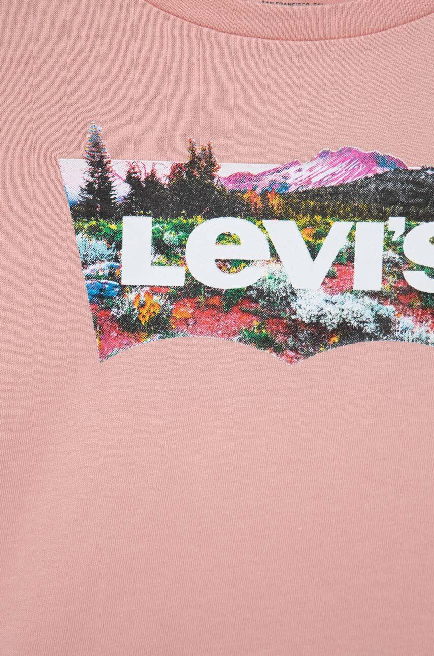 Levi's Детска памучна тениска в розово - Pepit.bg