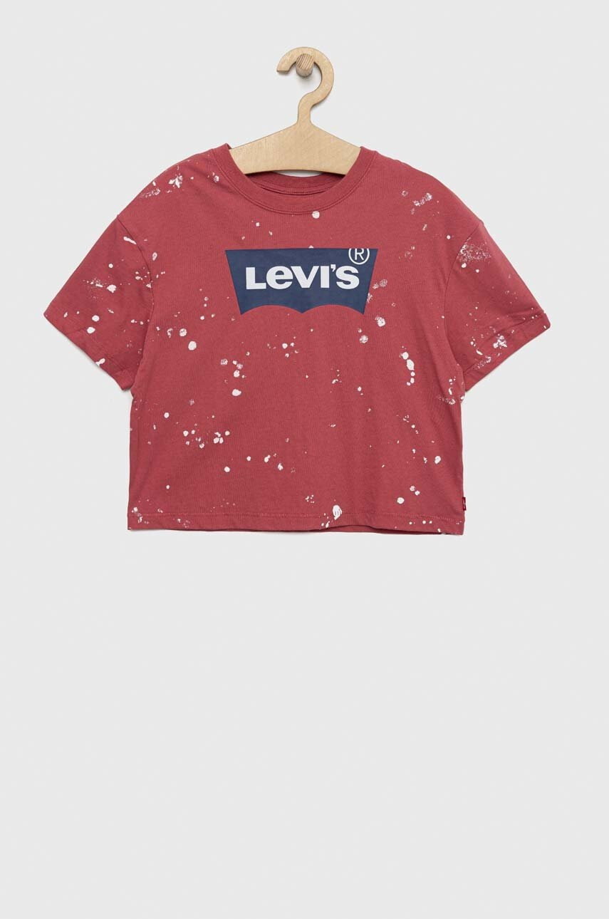 Levi's Детска памучна тениска в червено - Pepit.bg