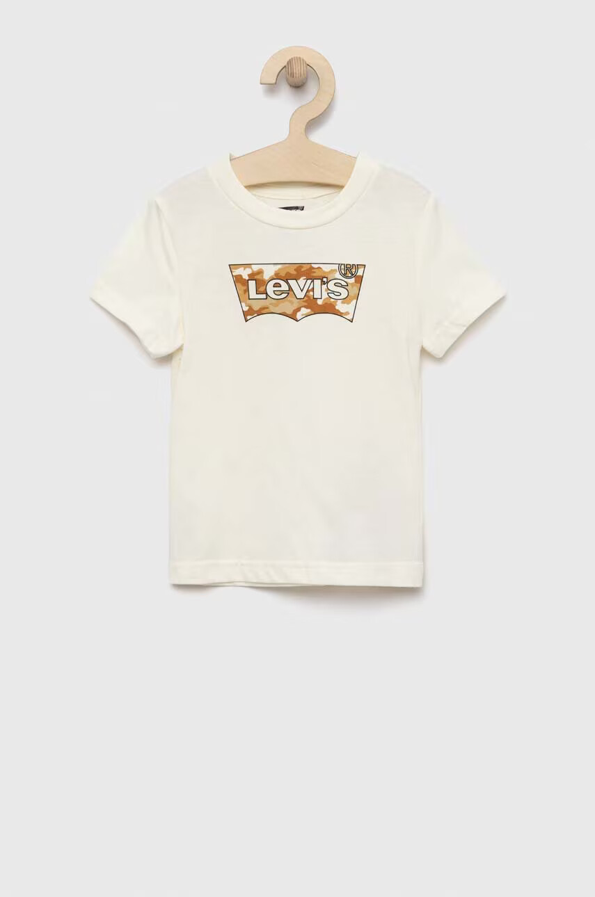 Levi's Детска памучна тениска в бежово с принт - Pepit.bg