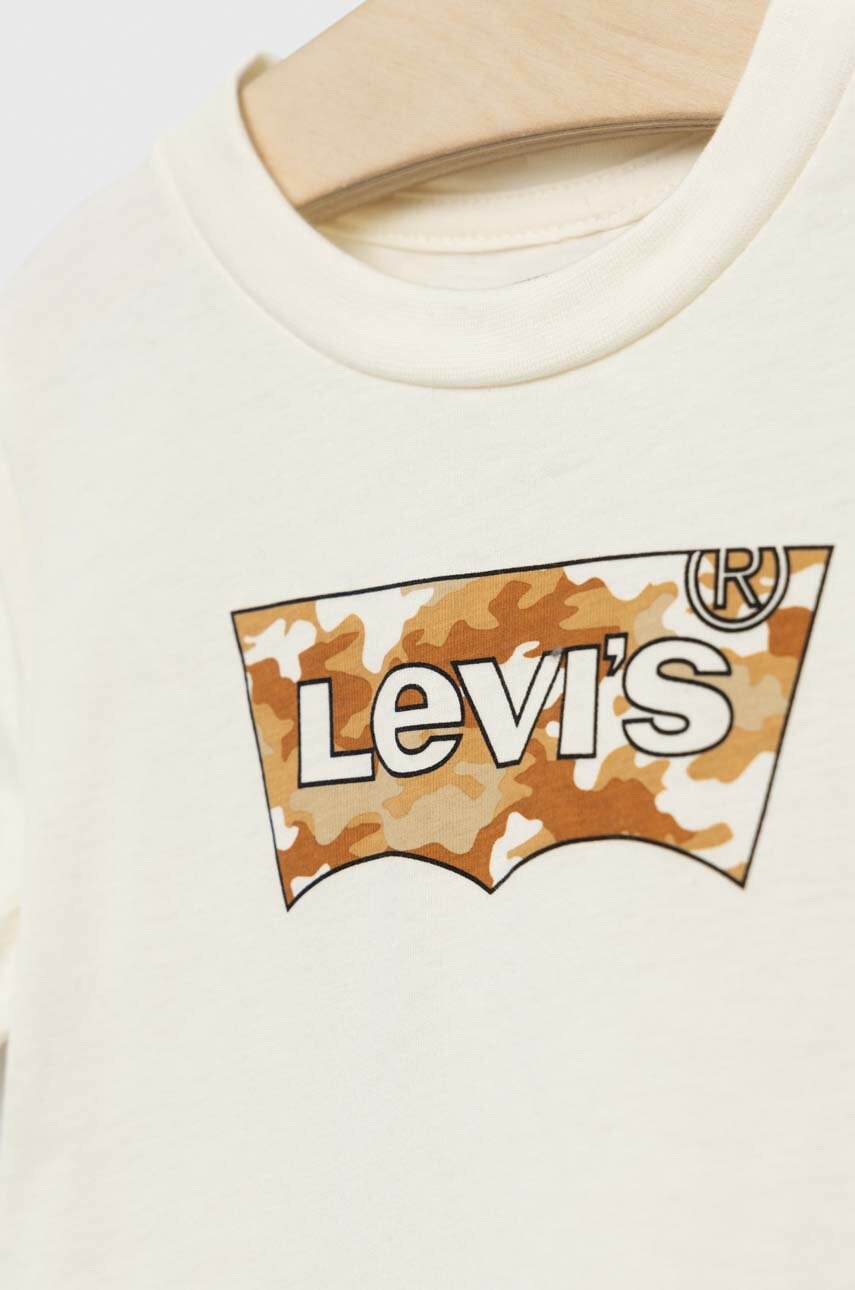 Levi's Детска памучна тениска в бежово с принт - Pepit.bg