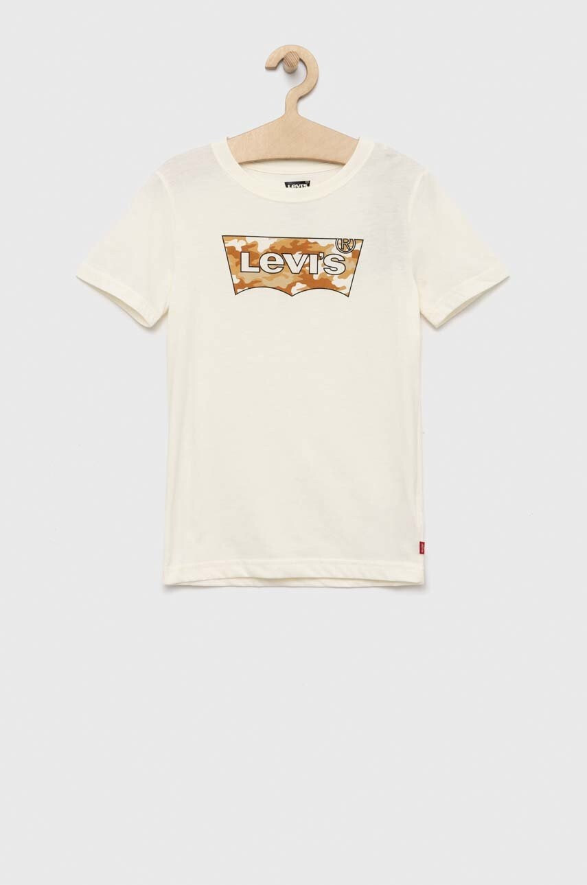 Levi's Детска памучна тениска в бежово с принт - Pepit.bg