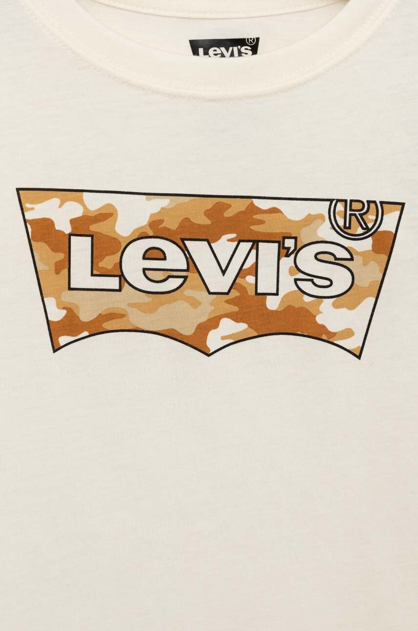 Levi's Детска памучна тениска в бежово с принт - Pepit.bg