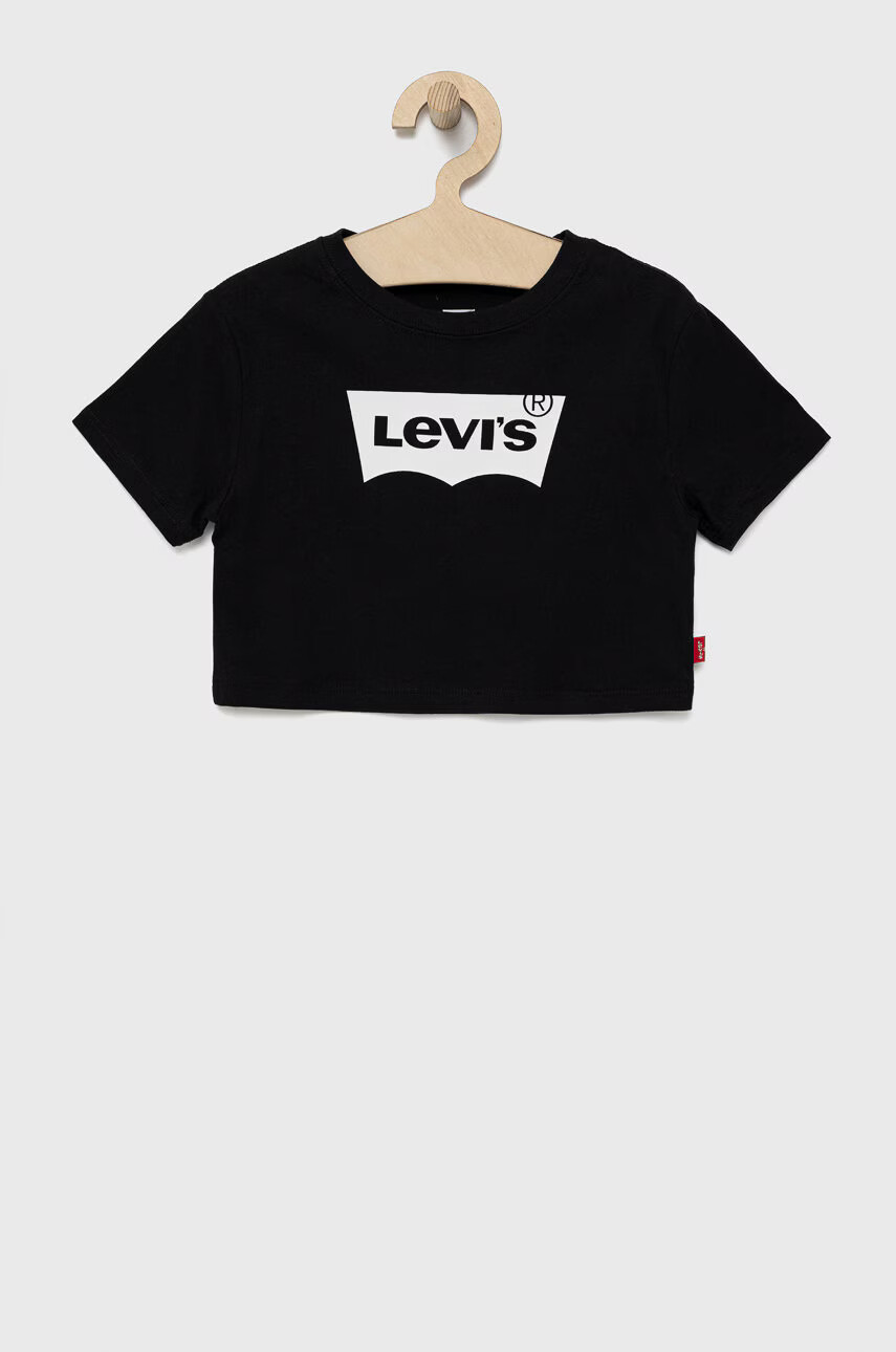 Levi's Детска памучна тениска в черно - Pepit.bg