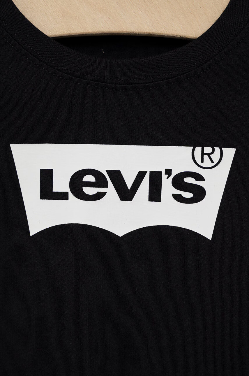 Levi's Детска памучна тениска в черно - Pepit.bg