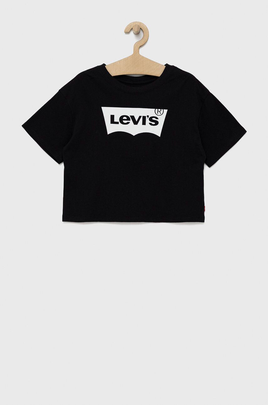 Levi's Детска памучна тениска в черно - Pepit.bg