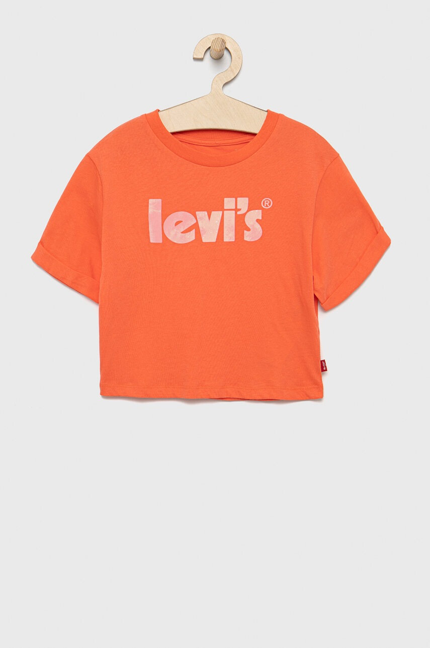Levi's Детска памучна тениска в оранжево - Pepit.bg