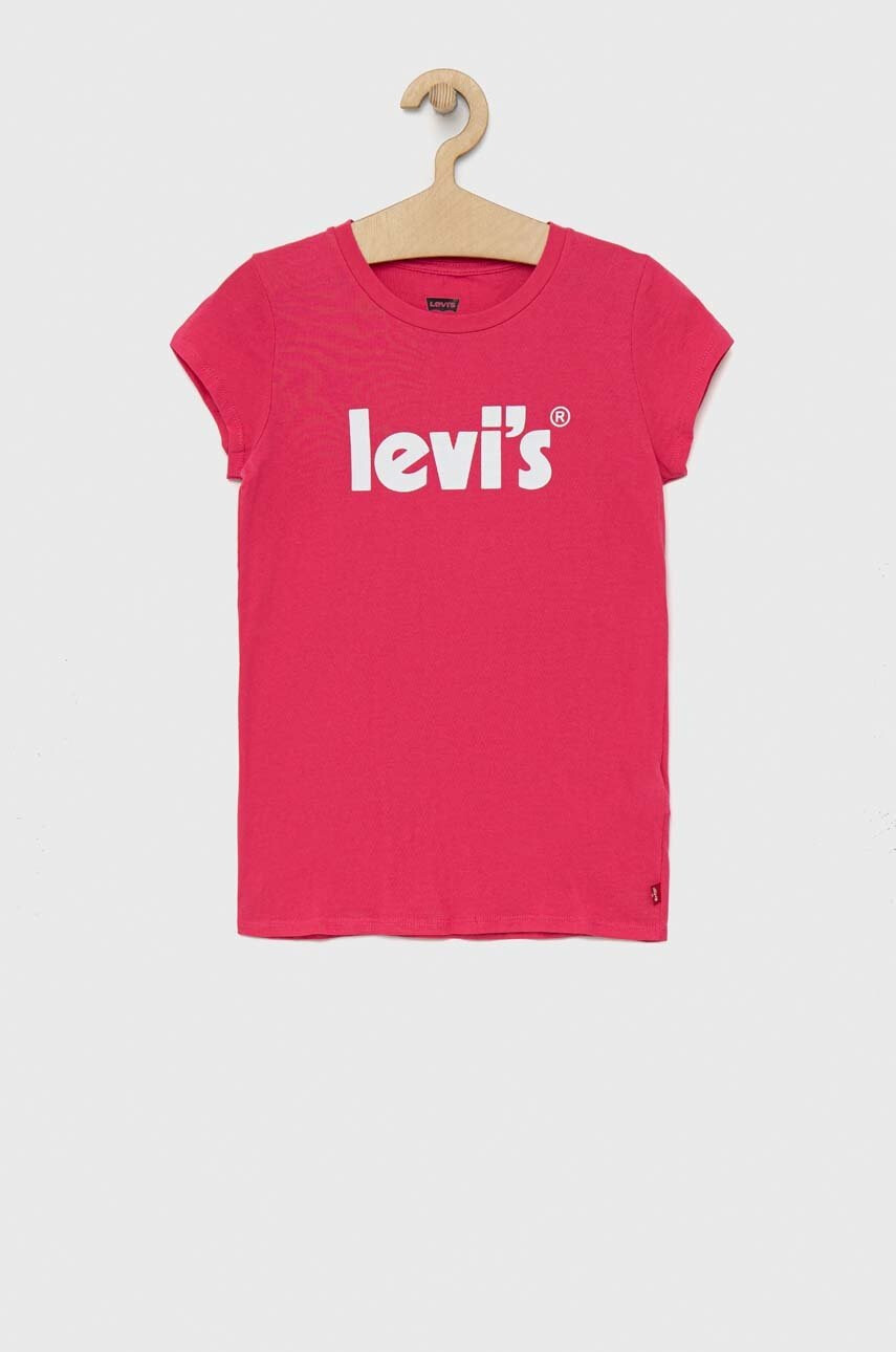 Levi's Детска памучна тениска в розово - Pepit.bg