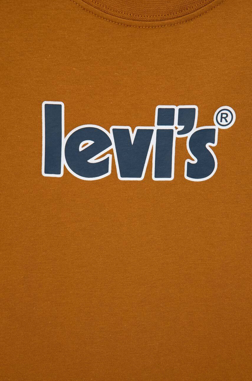 Levi's Детска памучна тениска в кафяво с принт - Pepit.bg