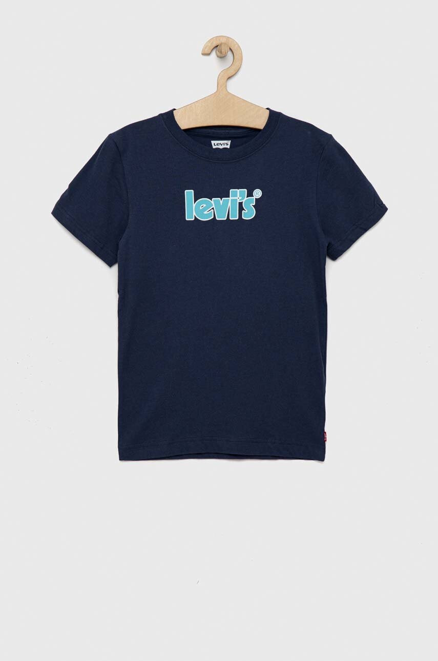 Levi's Детска памучна тениска в тъмносиньо с принт - Pepit.bg