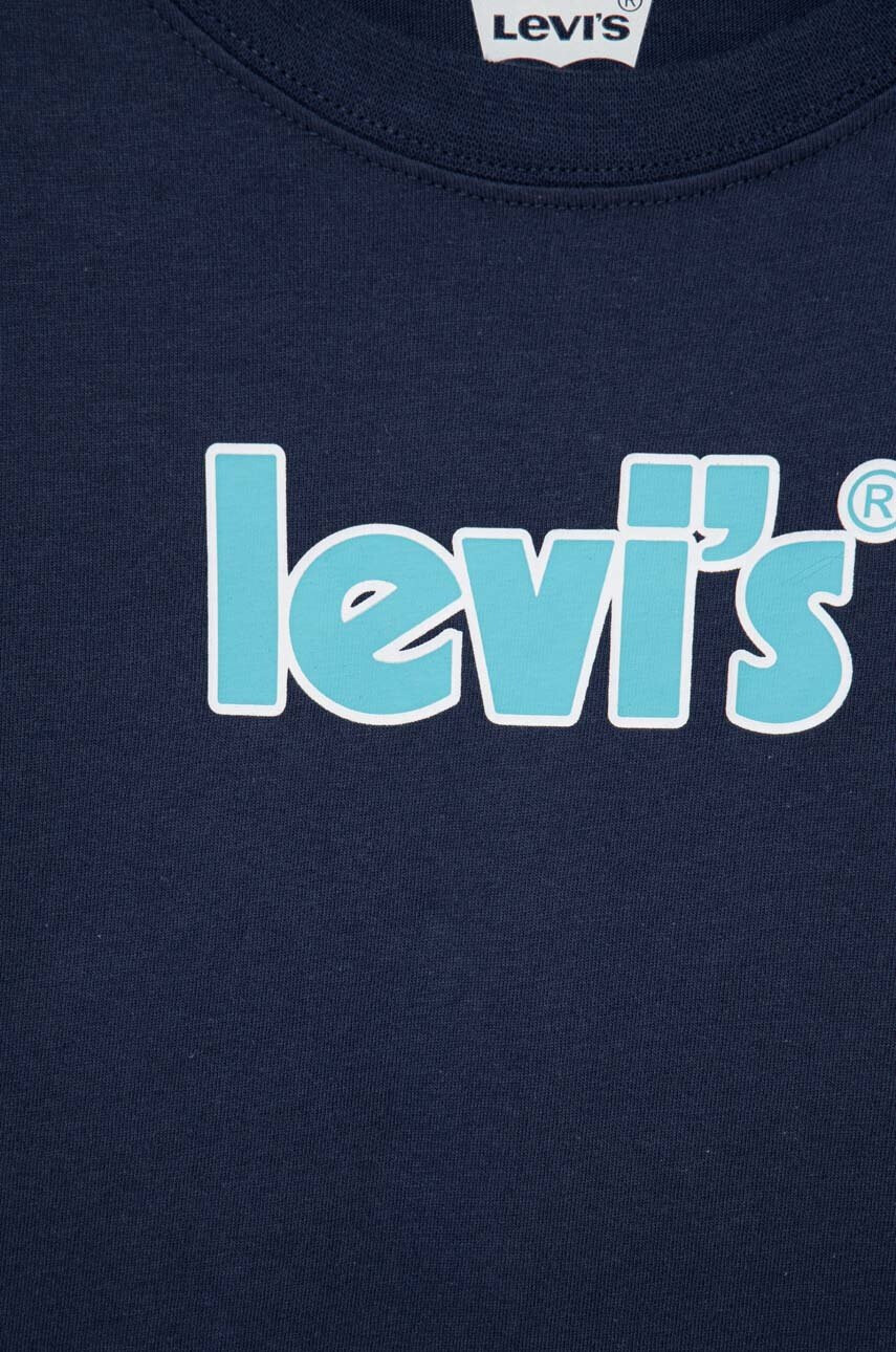 Levi's Детска памучна тениска в тъмносиньо с принт - Pepit.bg