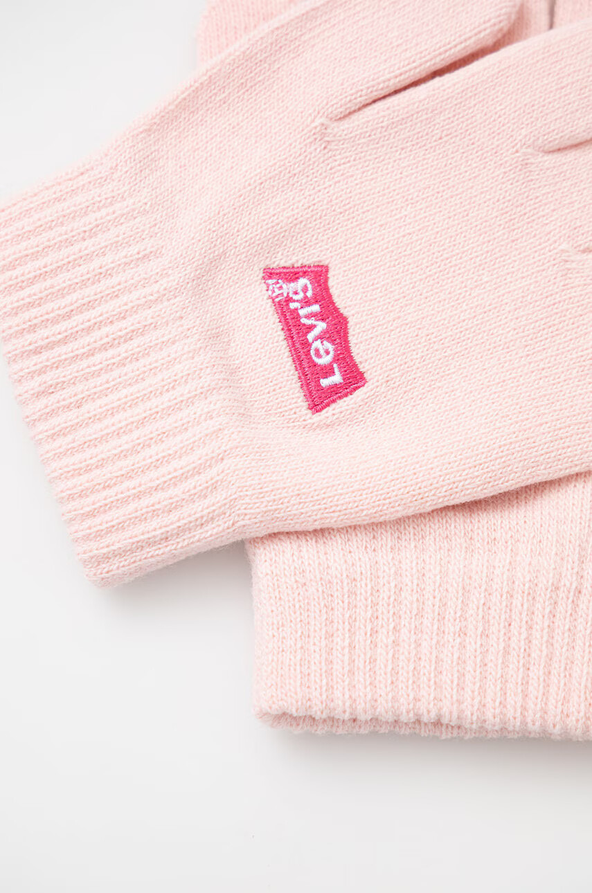 Levi's Детски шапка и ръкавици в розово - Pepit.bg