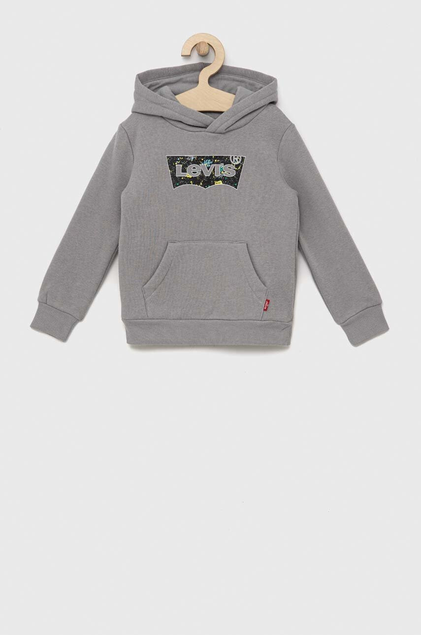 Levi's Детски суичър в сиво с качулка с принт - Pepit.bg