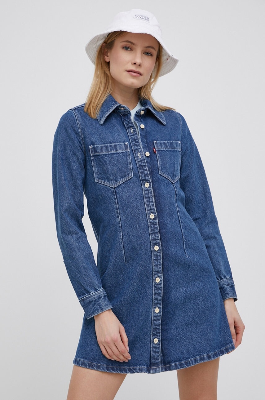 Levi's Дънкова рокля в тъмносиньо къс модел разкроен модел - Pepit.bg