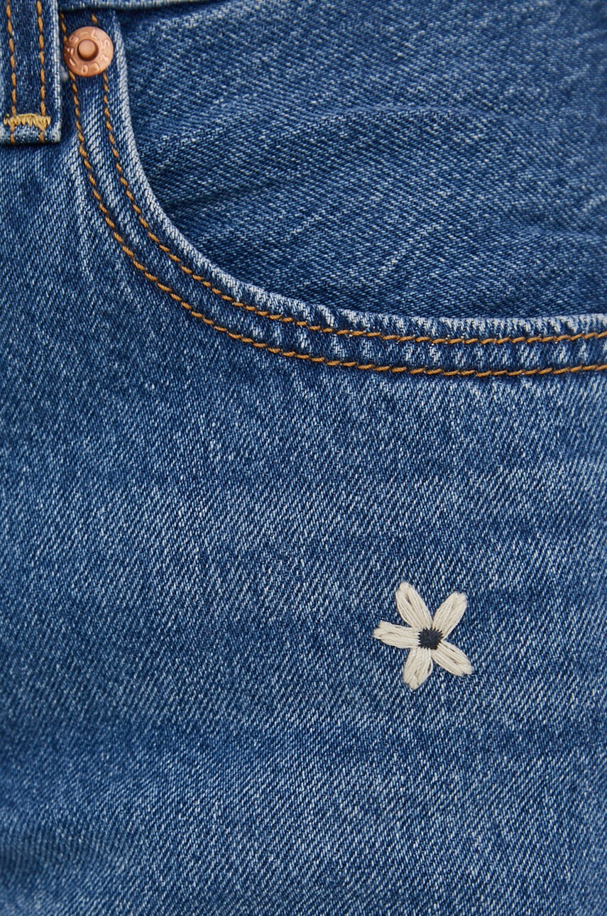 Levi's Дънкови къси панталони дамско с апликация с висока талия - Pepit.bg