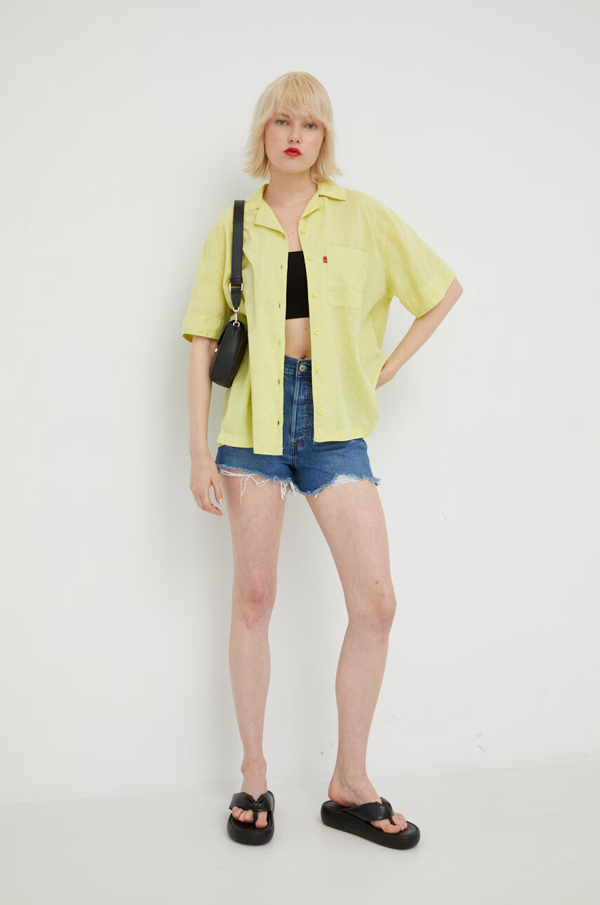 Levi's Дънкови къси панталони с изчистен дизайн с висока талия - Pepit.bg