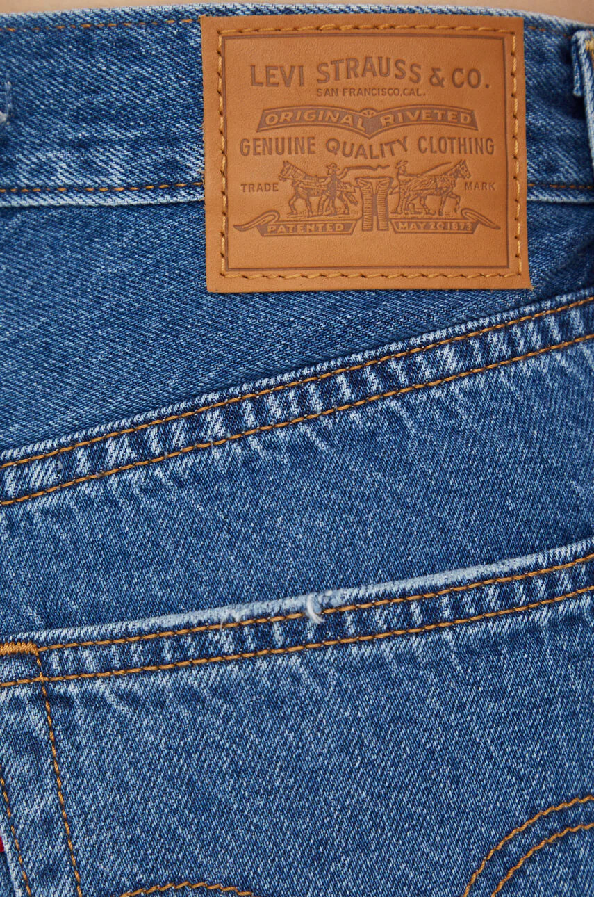 Levi's Дънкови къси панталони с изчистен дизайн с висока талия - Pepit.bg
