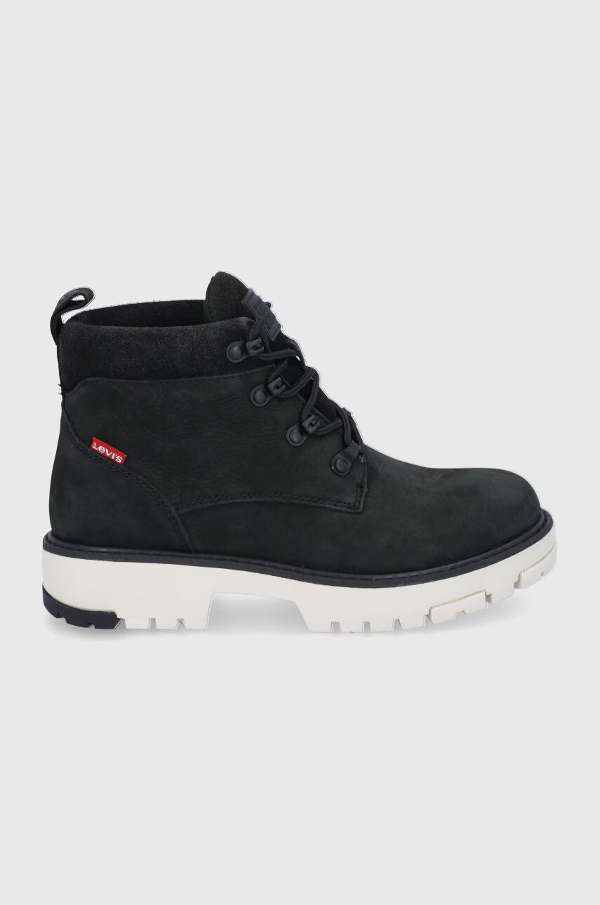 Levi's Кожени кубинки дамски в черно с равна подметка - Pepit.bg