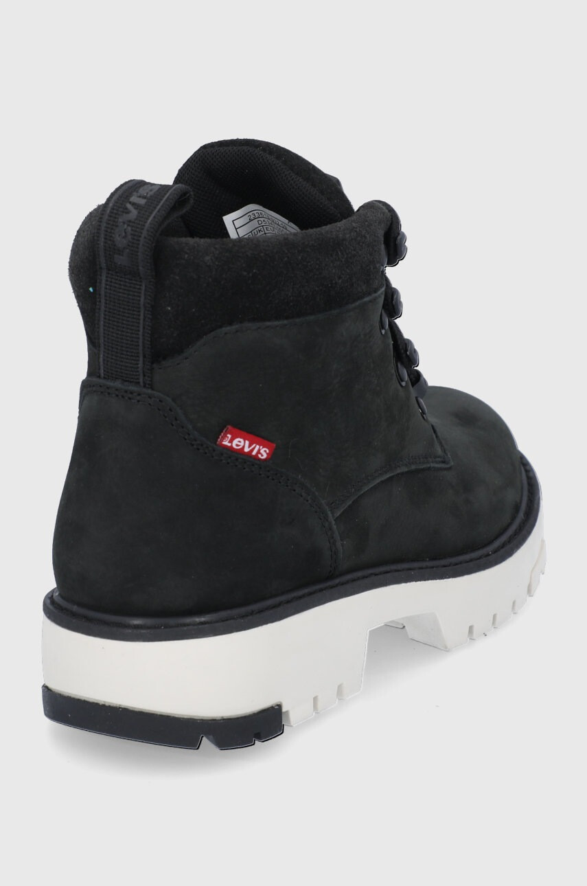 Levi's Кожени кубинки дамски в черно с равна подметка - Pepit.bg