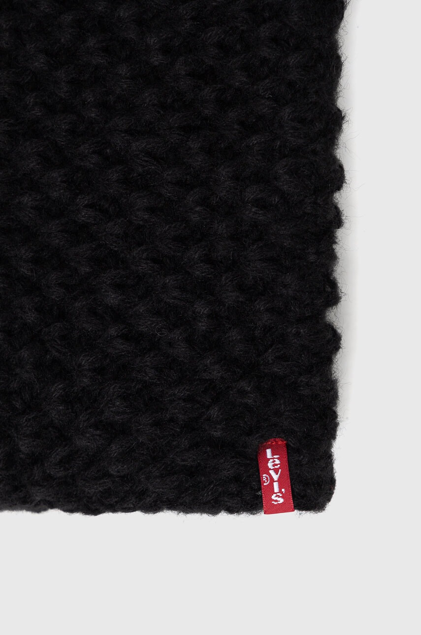Levi's Кръгъл шал дамски в черно с изчистен дизайн - Pepit.bg