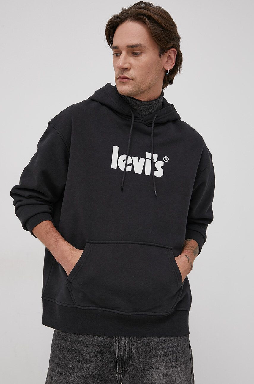 Levi's Памучен суичър мъжки в черно с принт - Pepit.bg