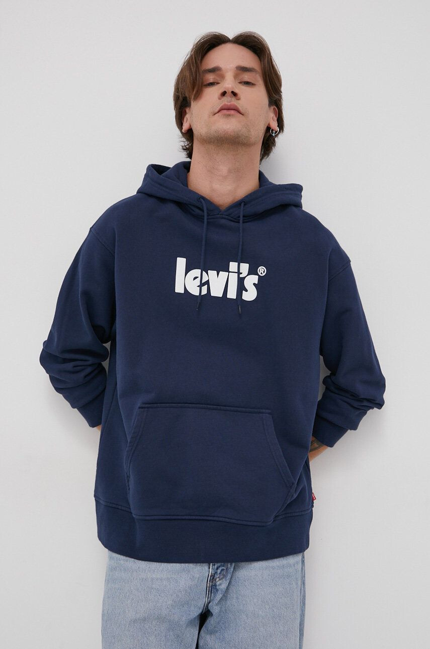 Levi's Памучен суичър мъжки в тъмносиньо с принт - Pepit.bg