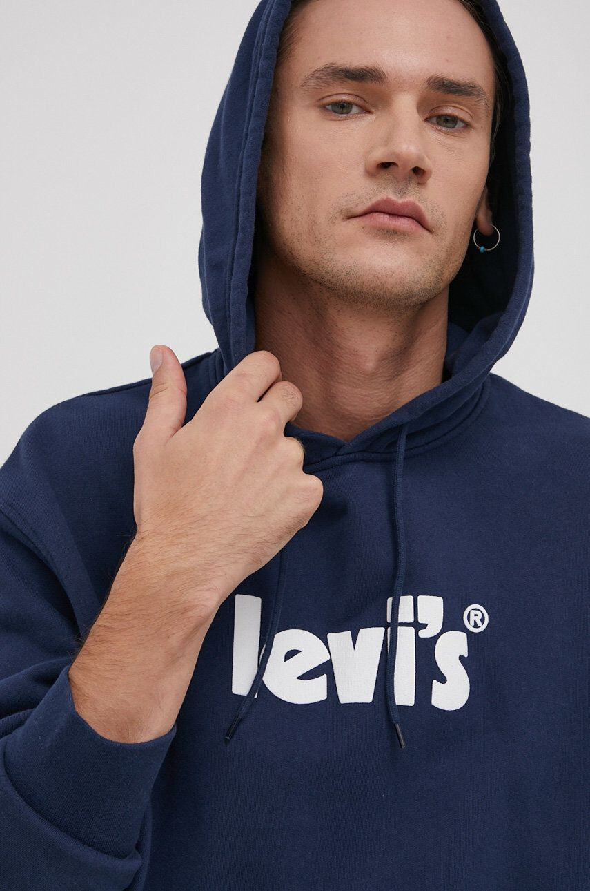 Levi's Памучен суичър мъжки в тъмносиньо с принт - Pepit.bg