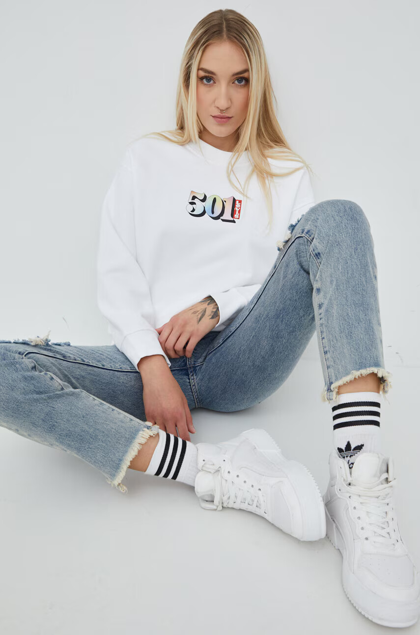 Levi's Памучен суичър в бяло с принт - Pepit.bg