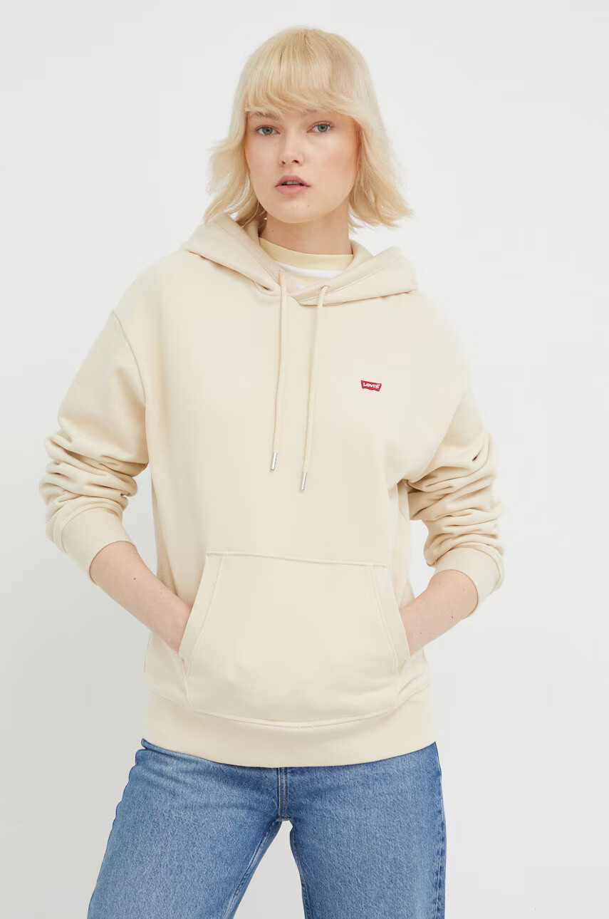 Levi's Памучен суичър в бежово с изчистен дизайн - Pepit.bg