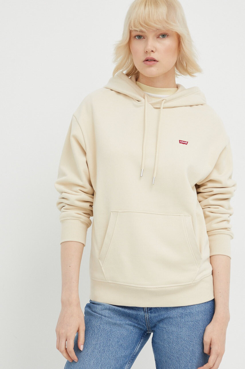 Levi's Памучен суичър в бежово с изчистен дизайн - Pepit.bg