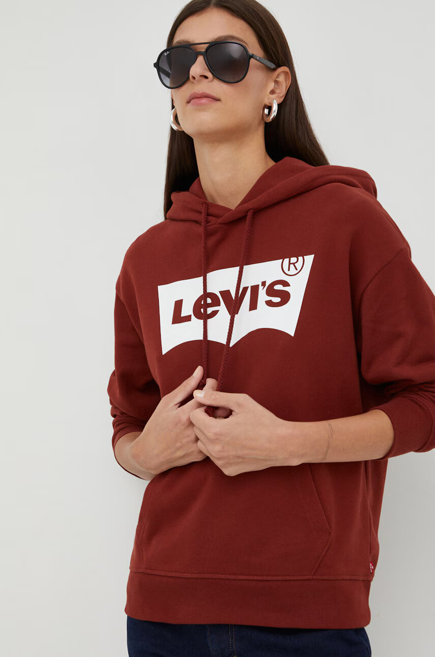 Levi's Памучен суичър в кафяво с принт - Pepit.bg