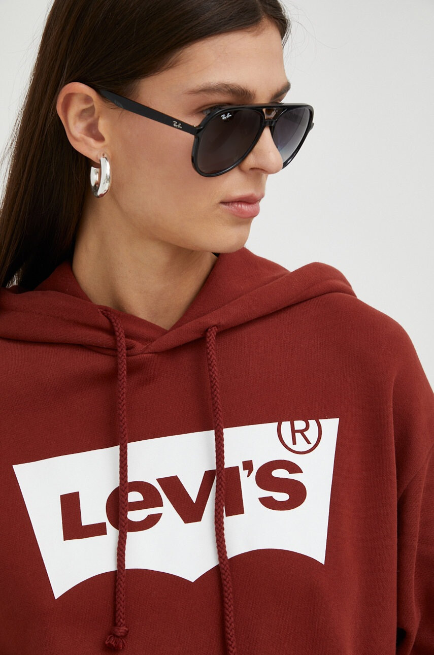 Levi's Памучен суичър в кафяво с принт - Pepit.bg