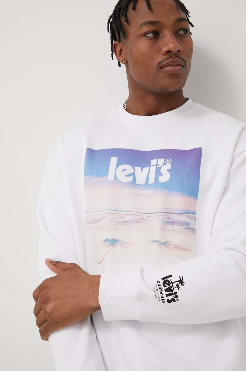 Levi's Памучен суичър мъжка в бяло с принт - Pepit.bg