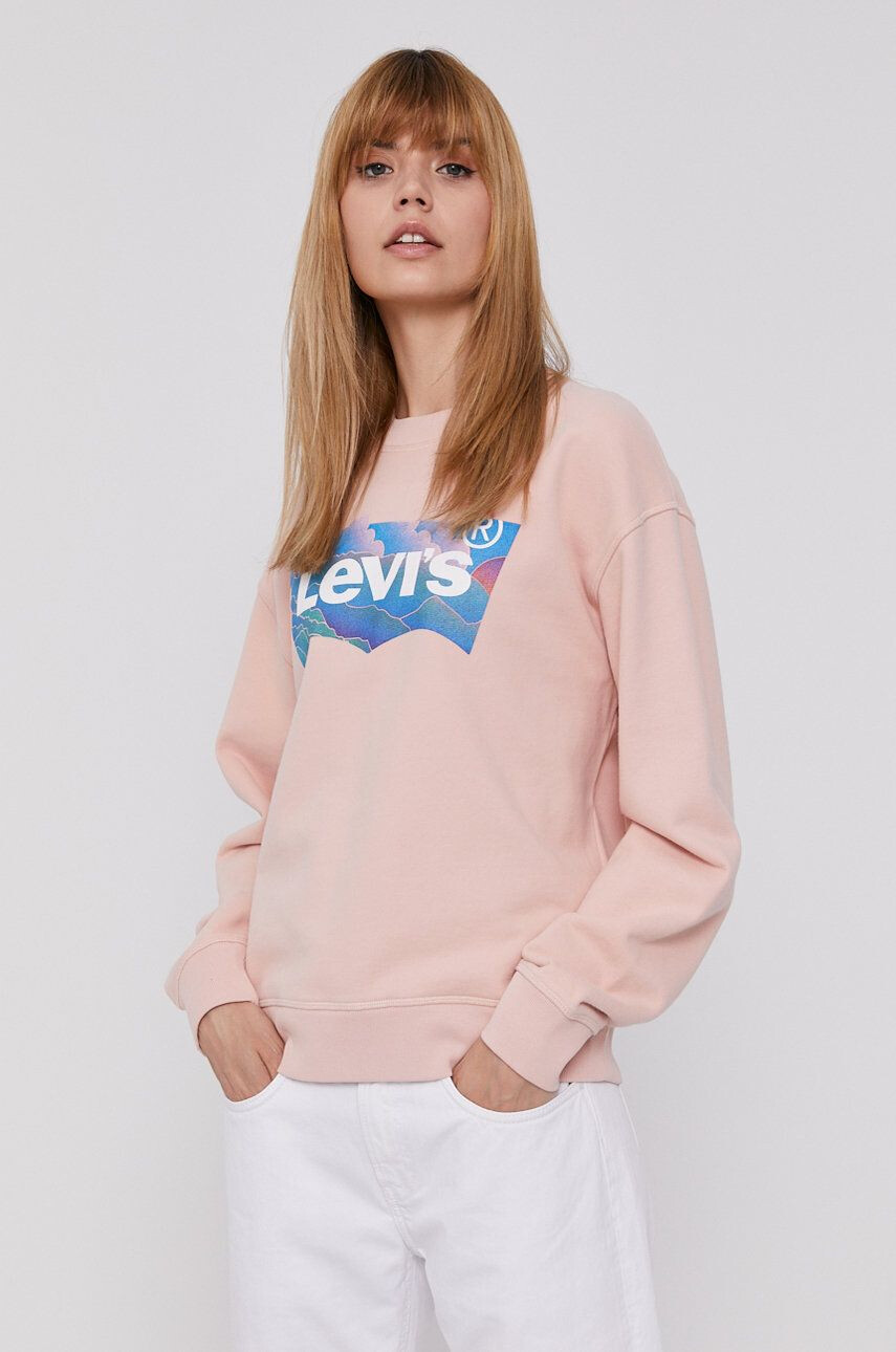 Levi's Памучен суичър дамски в розово с принт - Pepit.bg