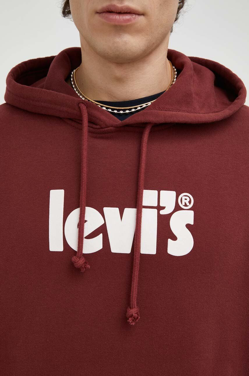 Levi's Памучен суичър в бордо с принт - Pepit.bg